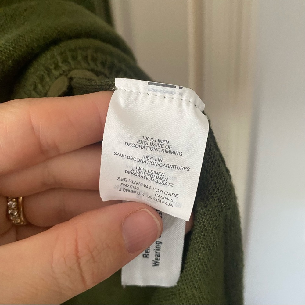 J. Crew Olive Green linen Women's Top - Picture 3 of 4